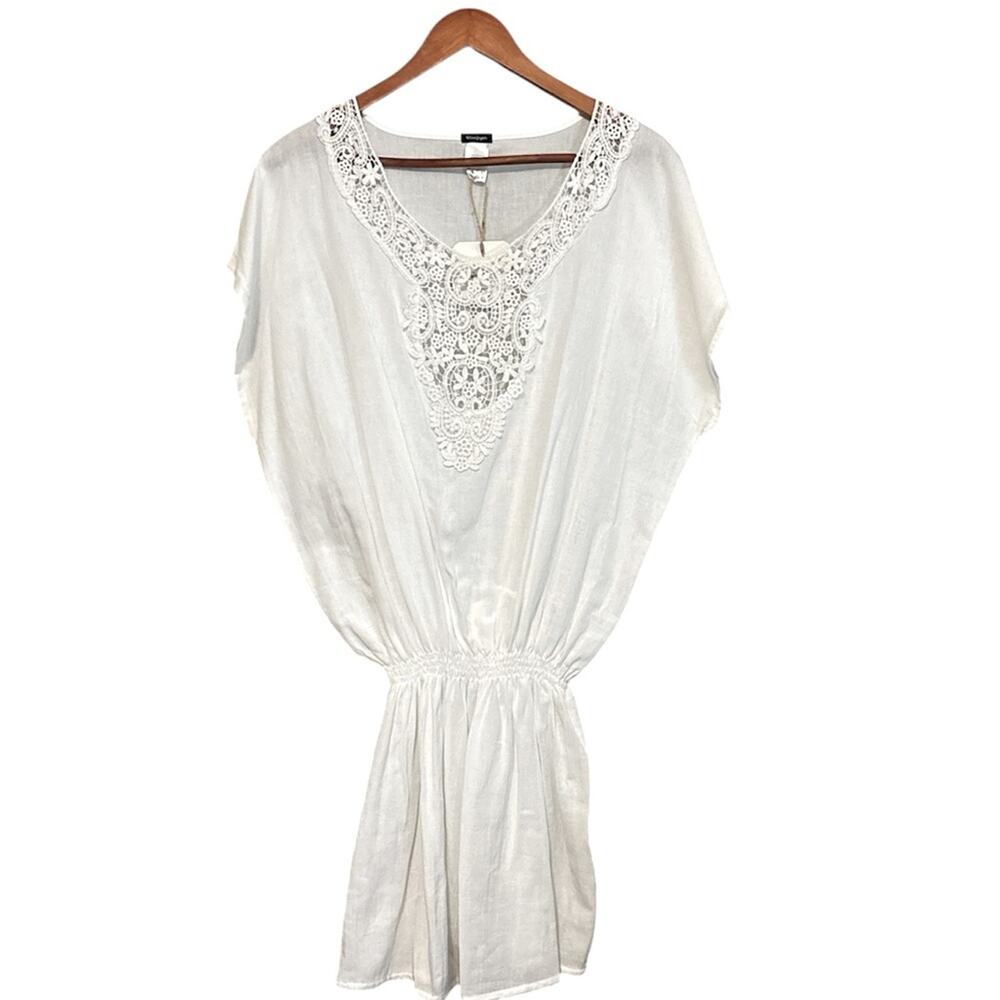White Cotton Dress Top Beach Cover Size Large